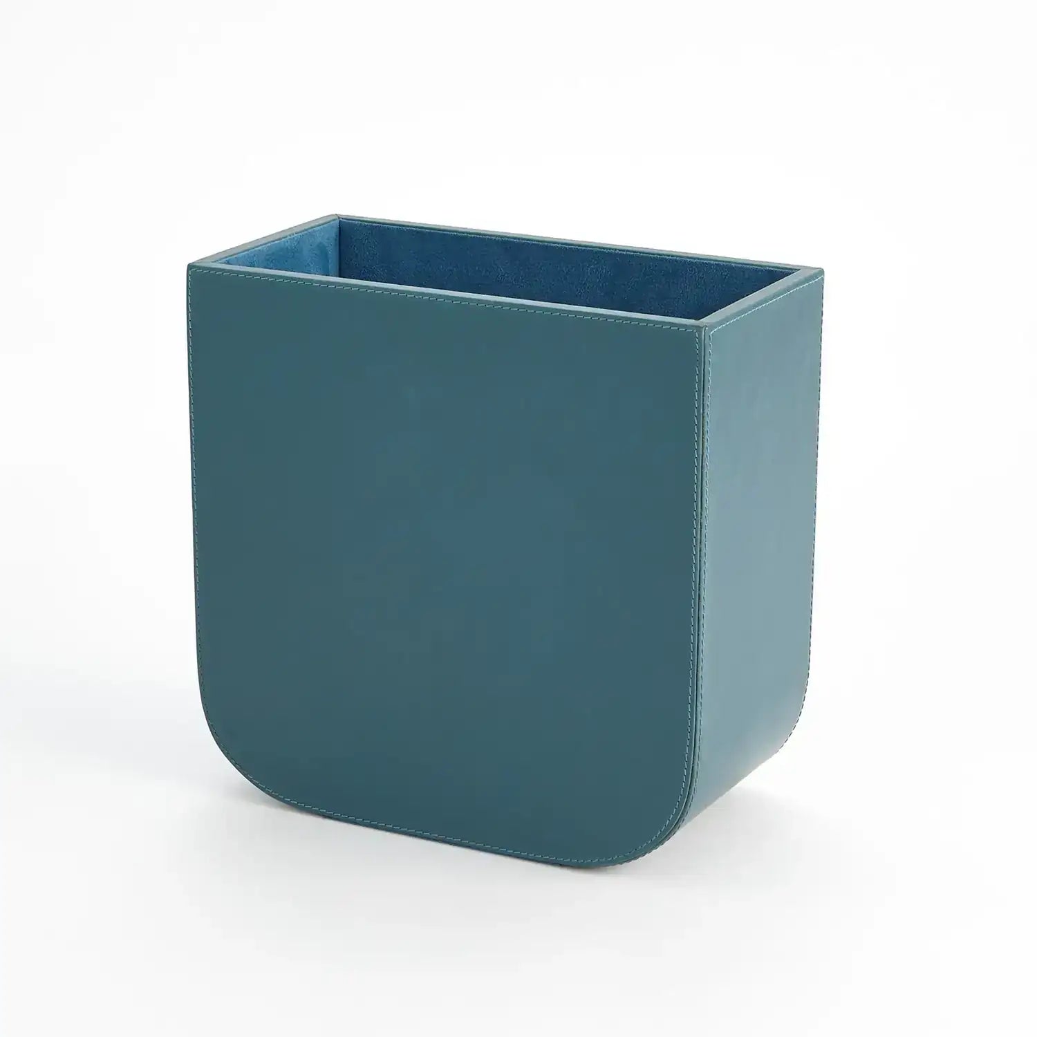 GLOBAL VIEWS RADIUS EDGE LEATHER WASTEBASKET - Decorative Accents
