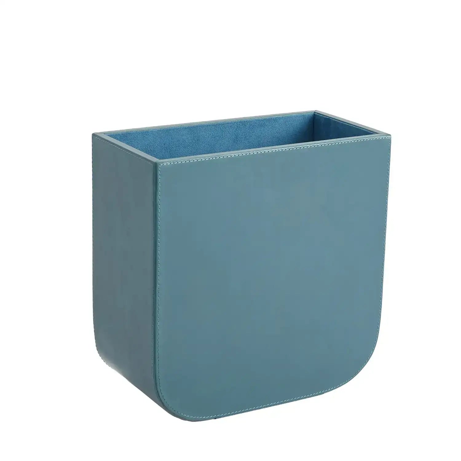 GLOBAL VIEWS RADIUS EDGE LEATHER WASTEBASKET - Decorative Accents