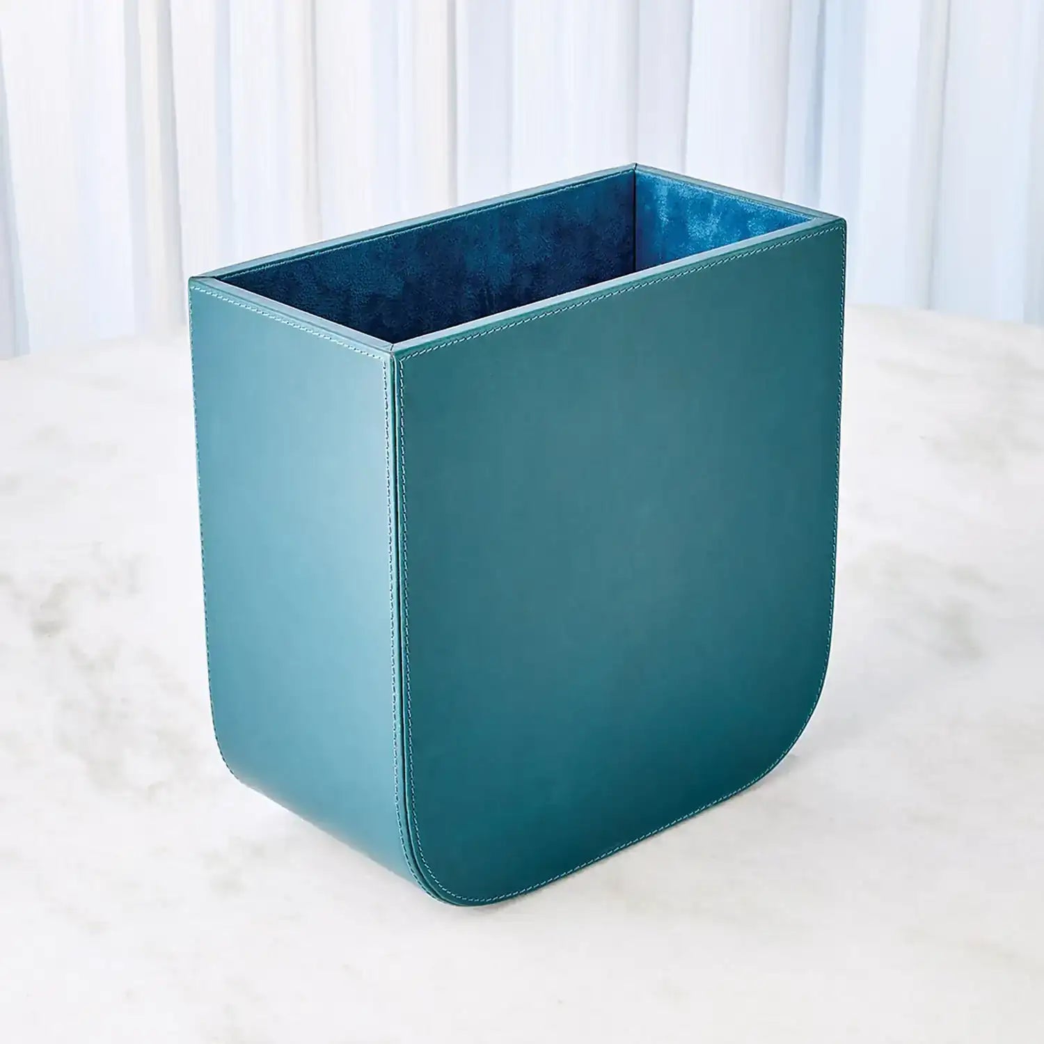 GLOBAL VIEWS RADIUS EDGE LEATHER WASTEBASKET - Decorative Accents