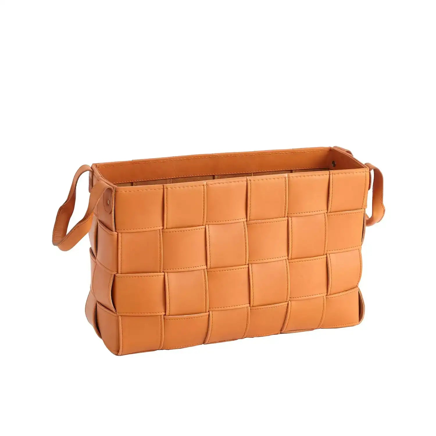 GLOBAL VIEWS SOFT WOVEN LEATHER BASKET - Decorative Accents