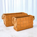 GLOBAL VIEWS SOFT WOVEN LEATHER BASKET - Decorative Accents