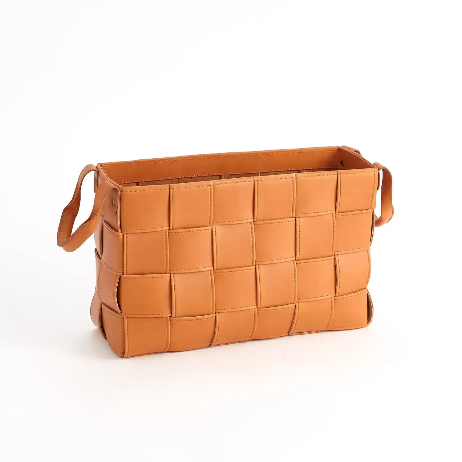 GLOBAL VIEWS SOFT WOVEN LEATHER BASKET - Decorative Accents