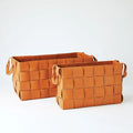 GLOBAL VIEWS SOFT WOVEN LEATHER BASKET - Decorative Accents