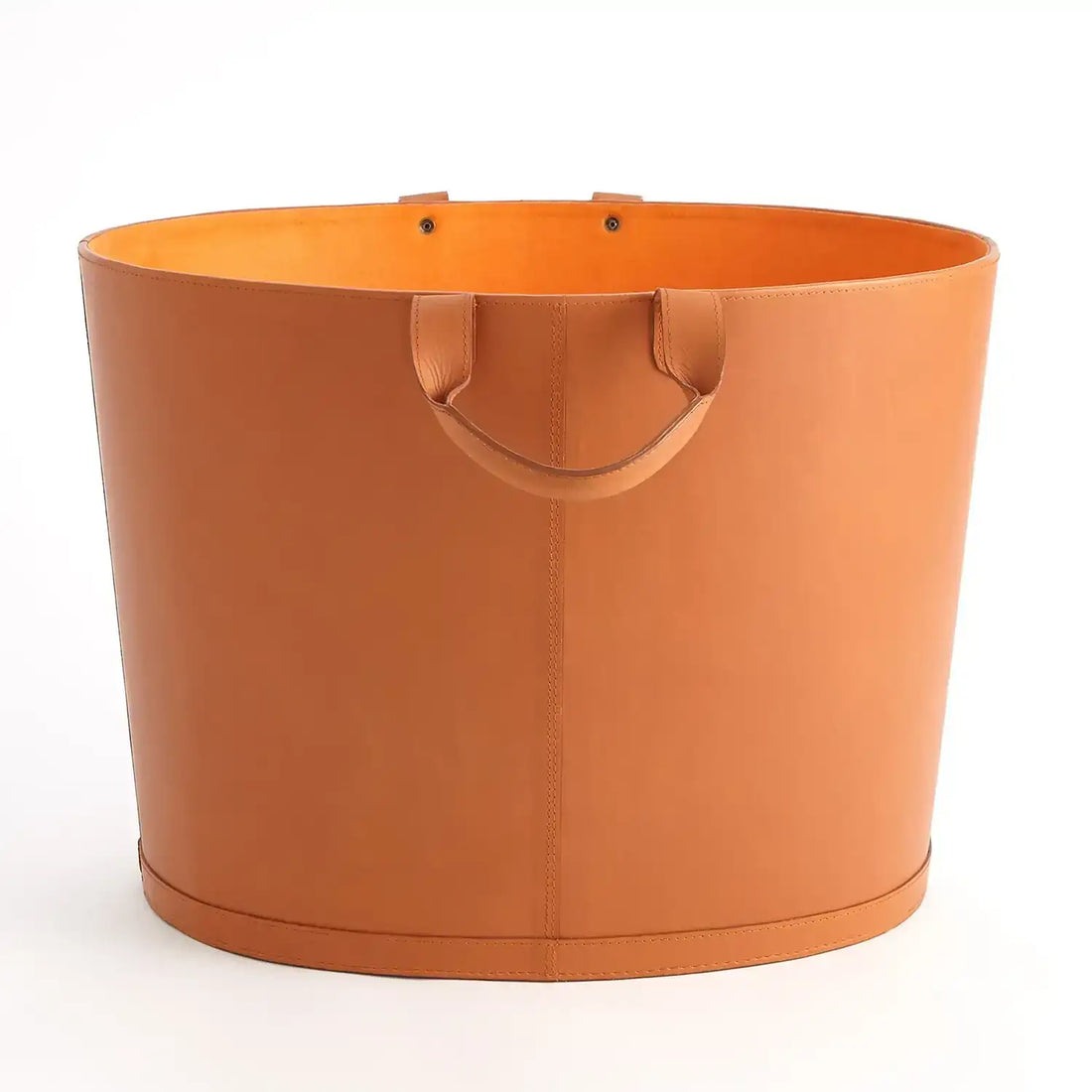 GLOBAL VIEWS OVERSIZED OVAL LEATHER BASKET - Decorative Accents