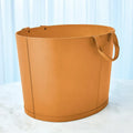 GLOBAL VIEWS OVERSIZED OVAL LEATHER BASKET - Decorative Accents