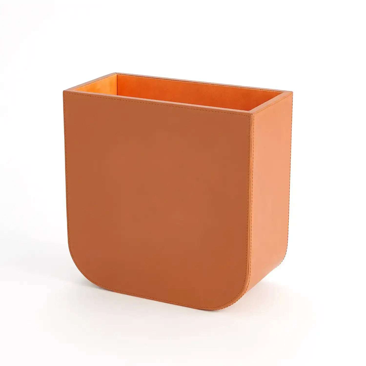 GLOBAL VIEWS RADIUS EDGE LEATHER WASTEBASKET - Decorative Accents
