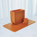 GLOBAL VIEWS RADIUS EDGE LEATHER WASTEBASKET - Decorative Accents