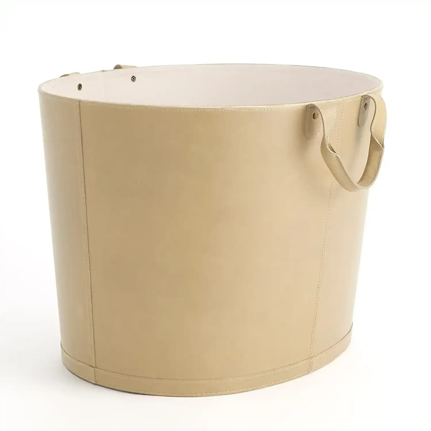 GLOBAL VIEWS OVERSIZED OVAL LEATHER BASKET - Decorative Accents
