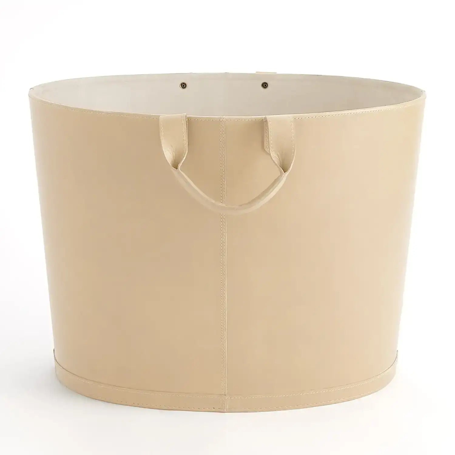 GLOBAL VIEWS OVERSIZED OVAL LEATHER BASKET - Decorative Accents
