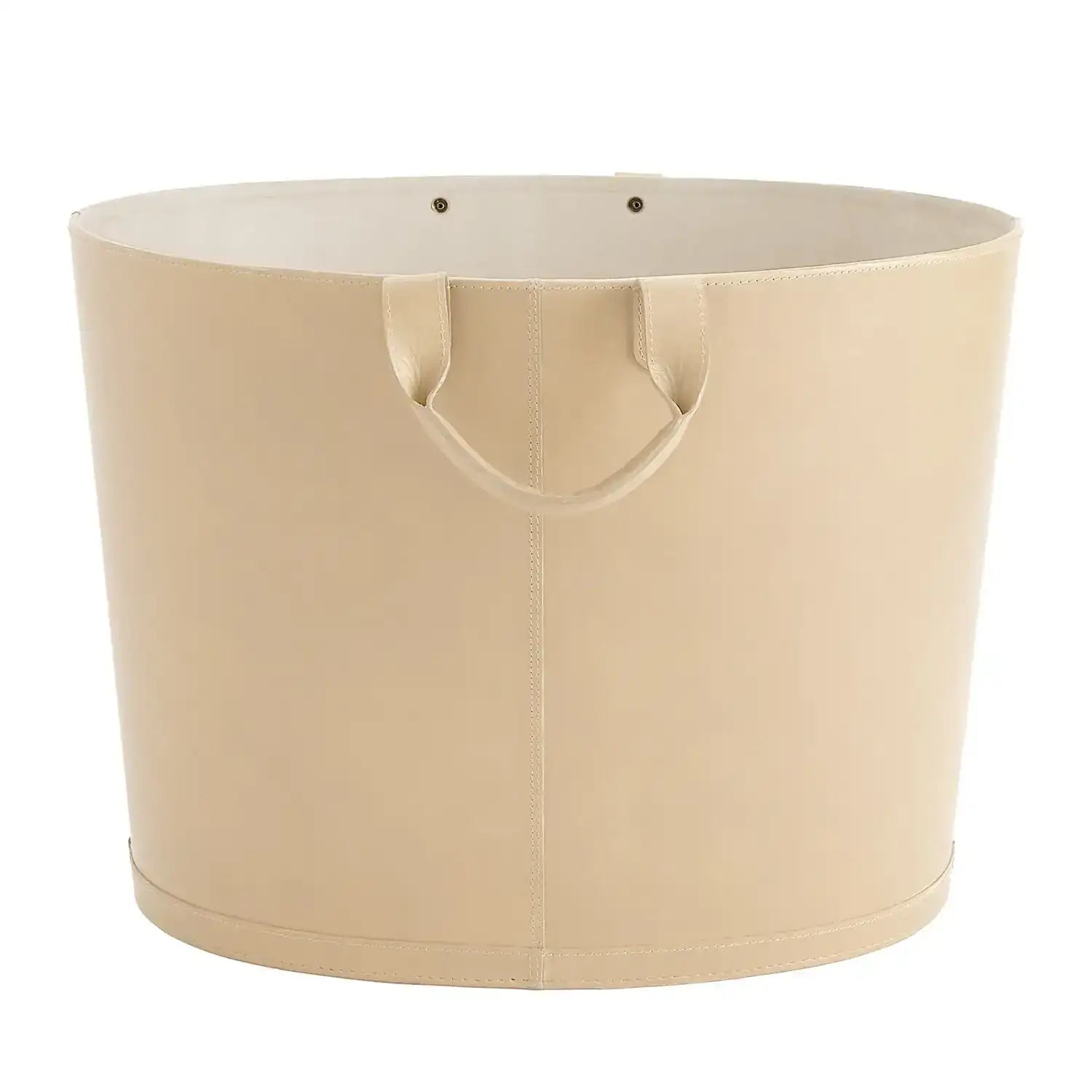 GLOBAL VIEWS OVERSIZED OVAL LEATHER BASKET - Decorative Accents