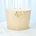 GLOBAL VIEWS OVERSIZED OVAL LEATHER BASKET - Decorative Accents