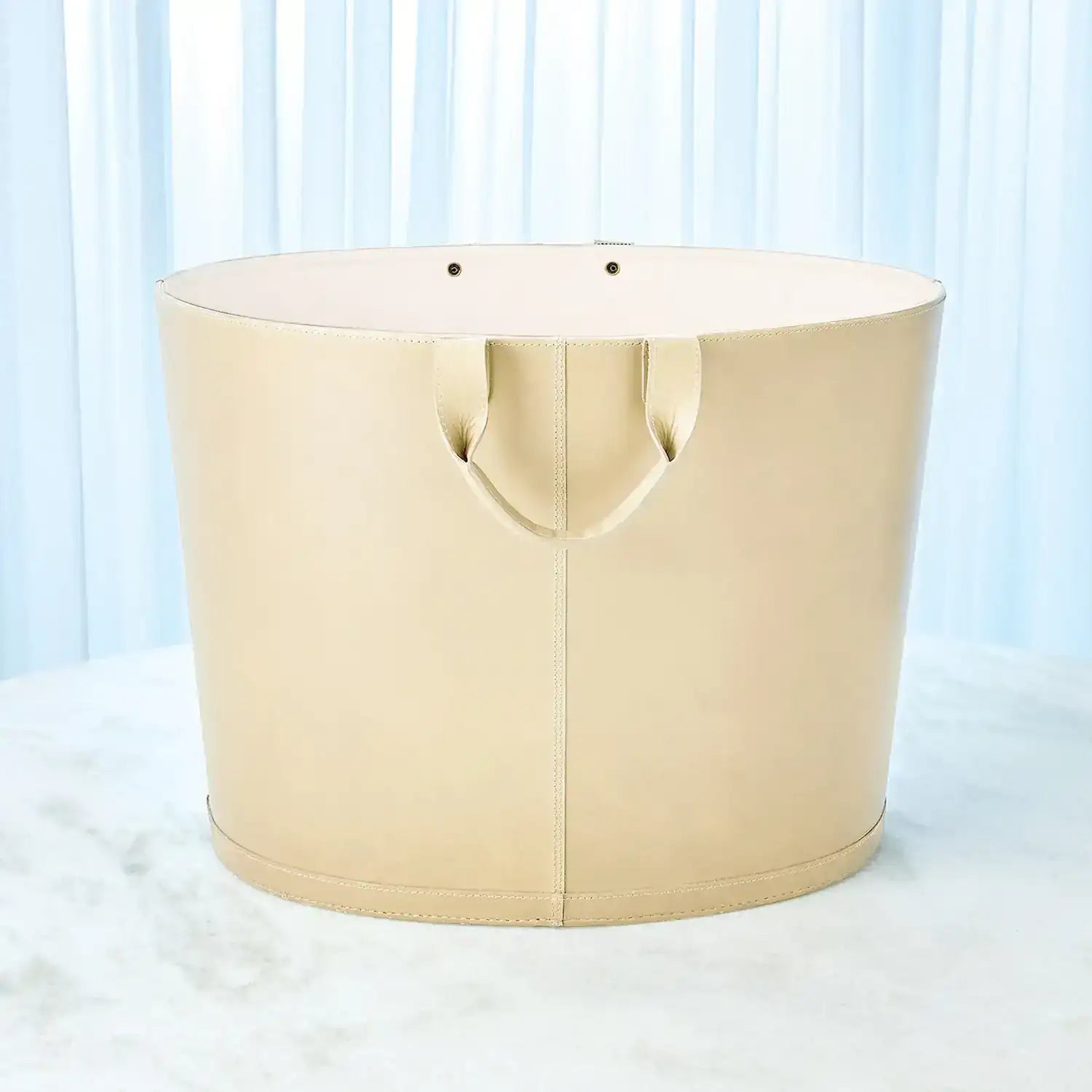 GLOBAL VIEWS OVERSIZED OVAL LEATHER BASKET - Decorative Accents
