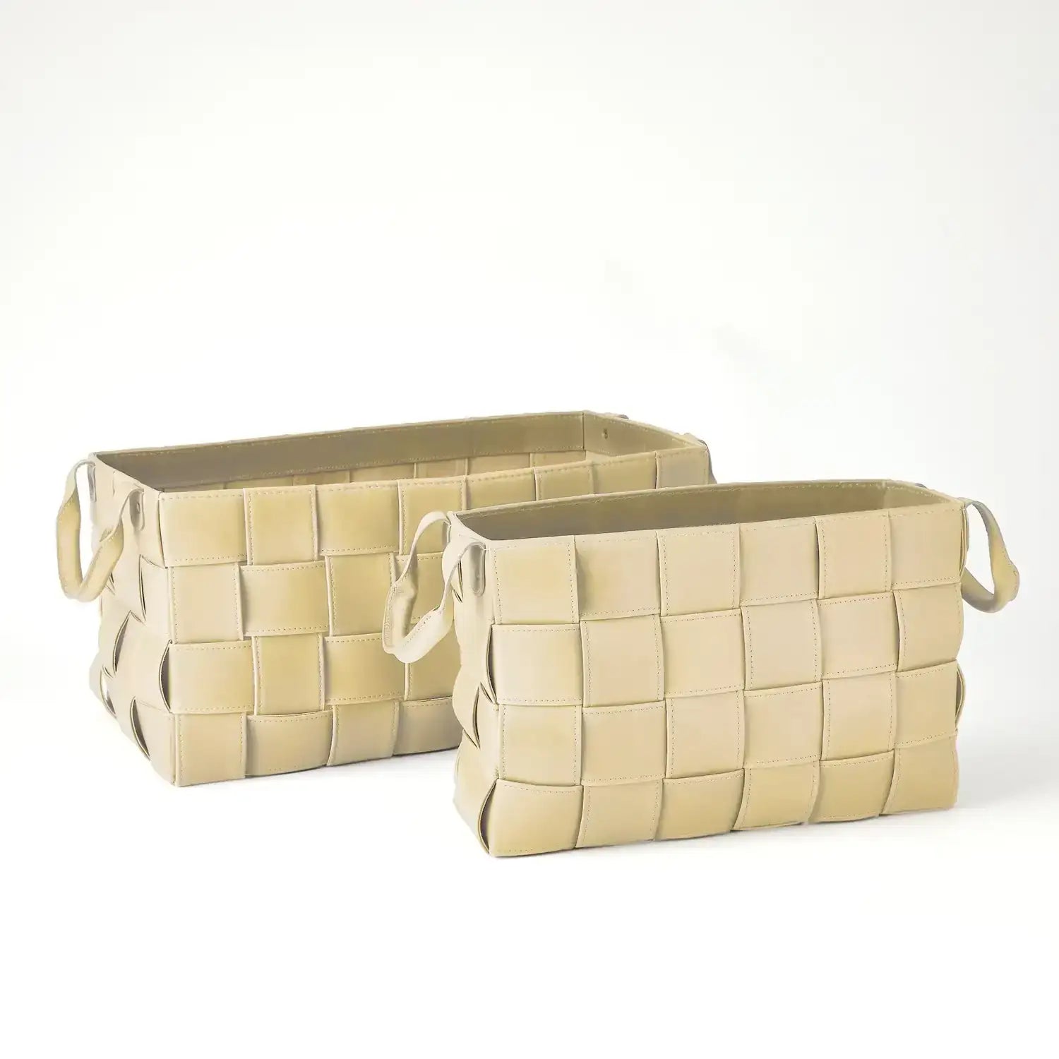 GLOBAL VIEWS SOFT WOVEN LEATHER BASKET - Decorative Accents