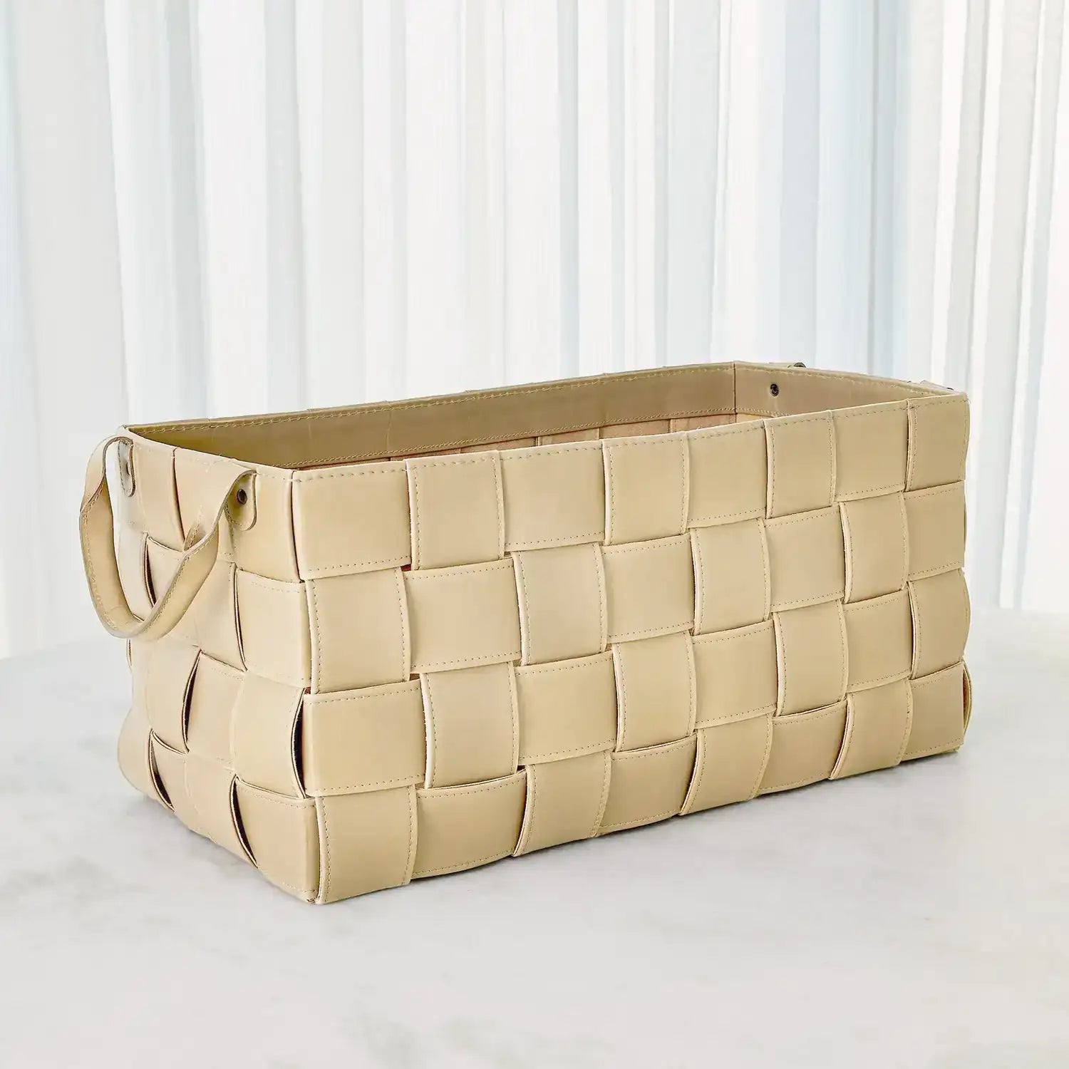 GLOBAL VIEWS SOFT WOVEN LEATHER BASKET - Decorative Accents