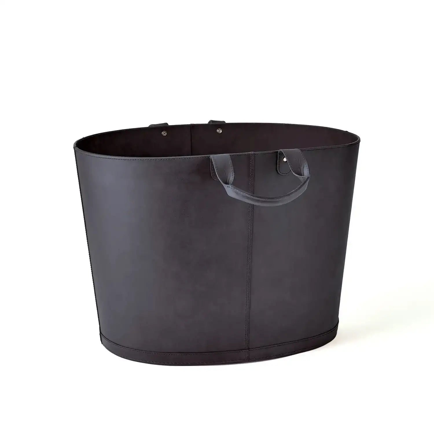GLOBAL VIEWS OVERSIZED OVAL LEATHER BASKET - Decorative Accents