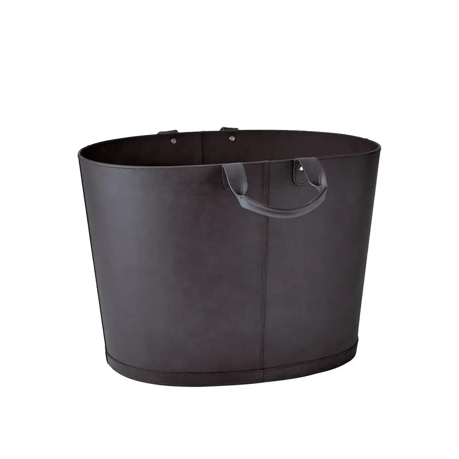 GLOBAL VIEWS OVERSIZED OVAL LEATHER BASKET - Decorative Accents