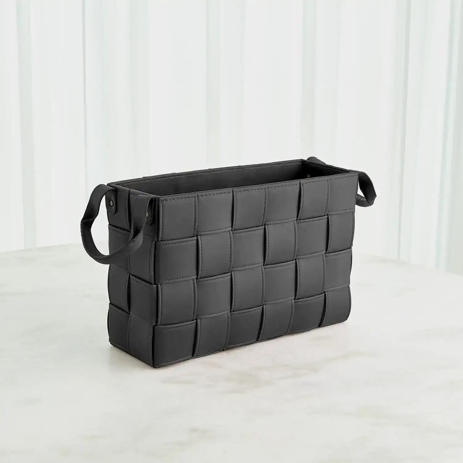 GLOBAL VIEWS SOFT WOVEN LEATHER BASKET - Decorative Accents