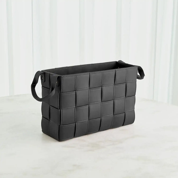 GLOBAL VIEWS SOFT WOVEN LEATHER BASKET - Decorative Accents