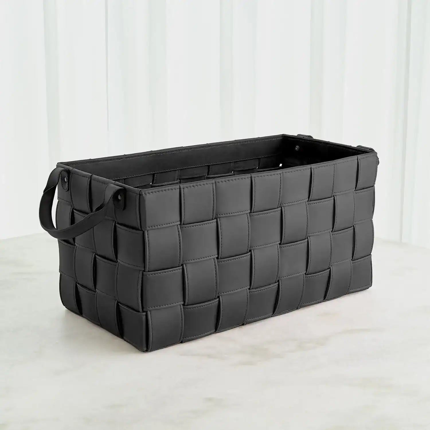 GLOBAL VIEWS SOFT WOVEN LEATHER BASKET - Decorative Accents