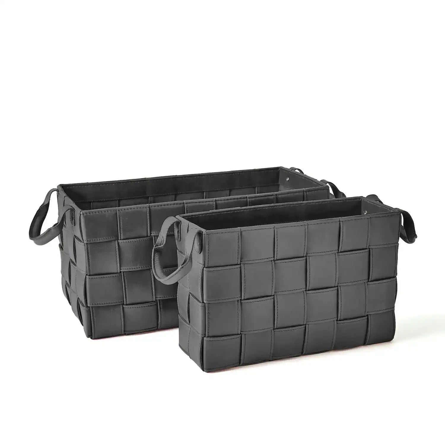 GLOBAL VIEWS SOFT WOVEN LEATHER BASKET - Decorative Accents