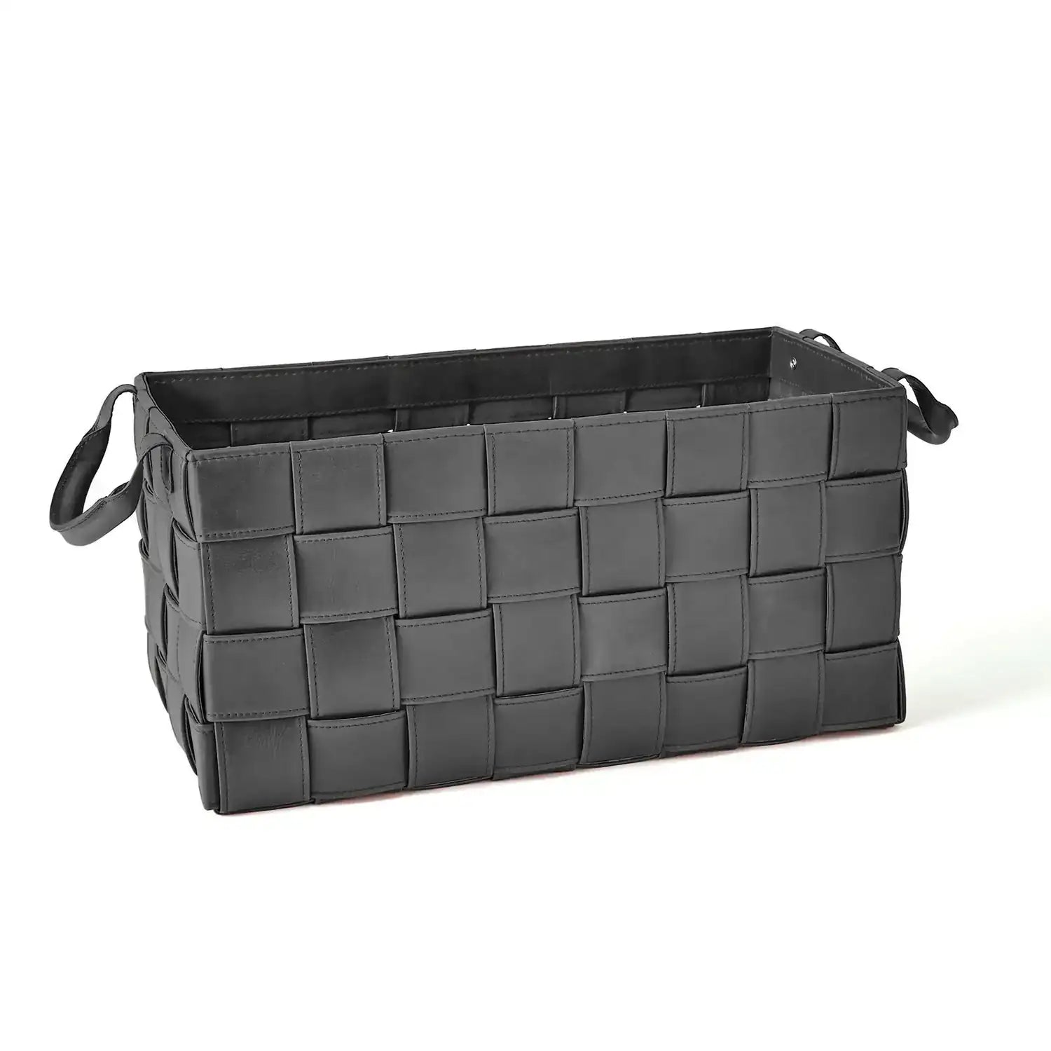 GLOBAL VIEWS SOFT WOVEN LEATHER BASKET - Decorative Accents