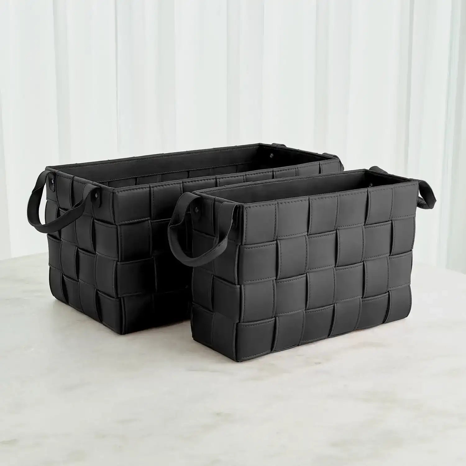 GLOBAL VIEWS SOFT WOVEN LEATHER BASKET - Decorative Accents