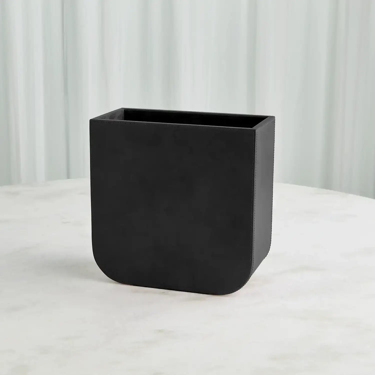 GLOBAL VIEWS RADIUS EDGE LEATHER WASTEBASKET - Decorative Accents