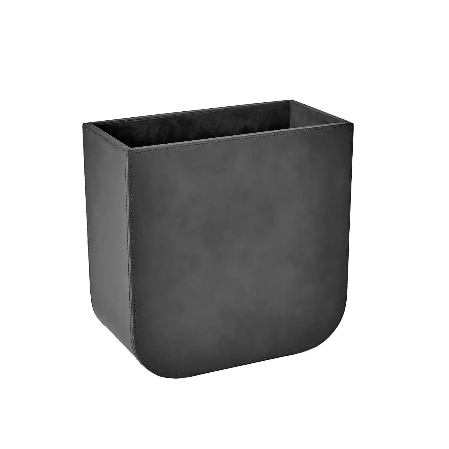 GLOBAL VIEWS RADIUS EDGE LEATHER WASTEBASKET - Decorative Accents