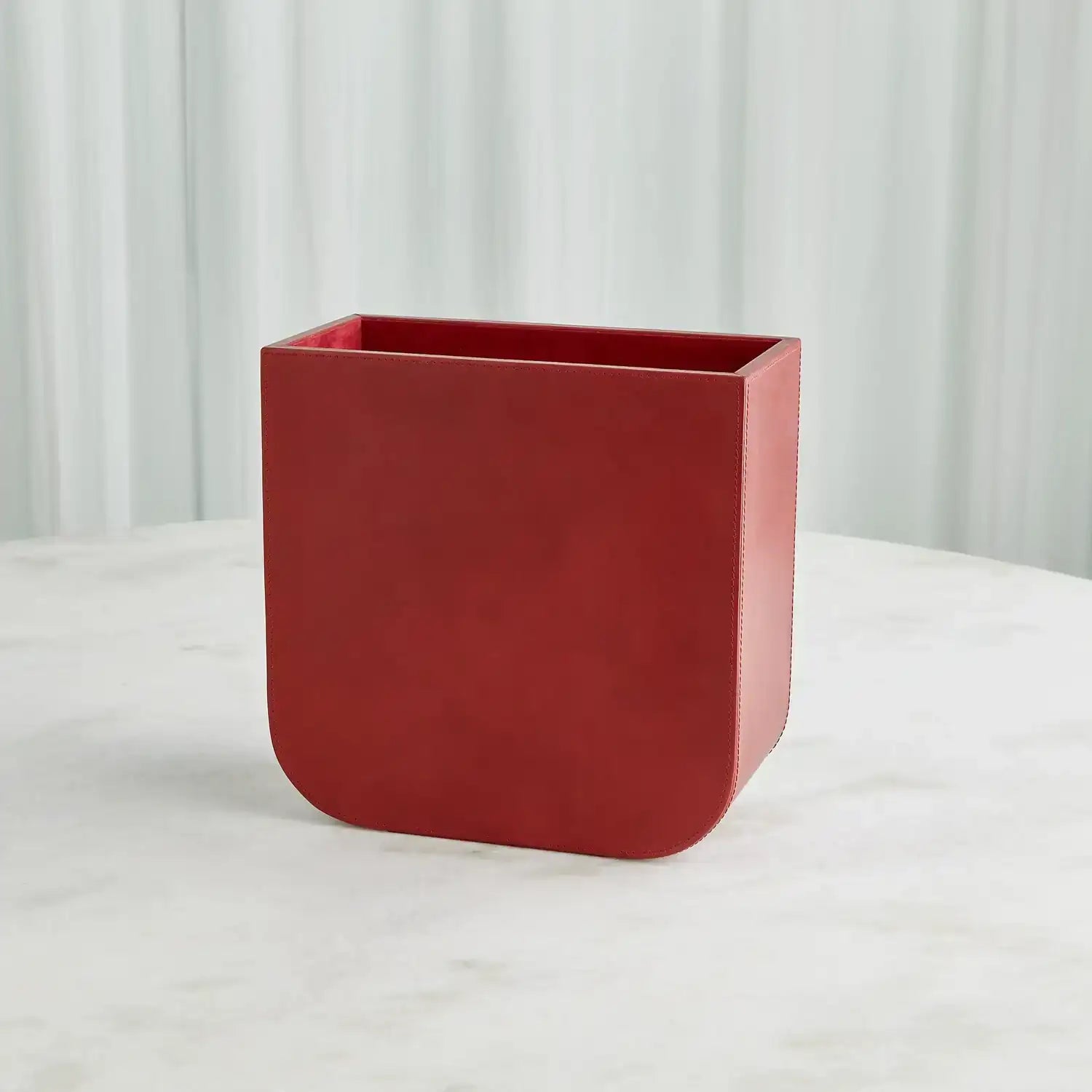 GLOBAL VIEWS RADIUS EDGE LEATHER WASTEBASKET - Decorative Accents