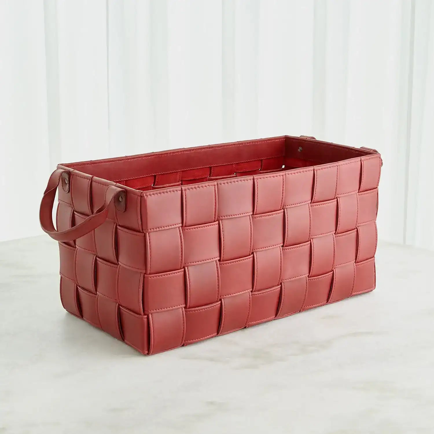 GLOBAL VIEWS SOFT WOVEN LEATHER BASKET - Decorative Accents