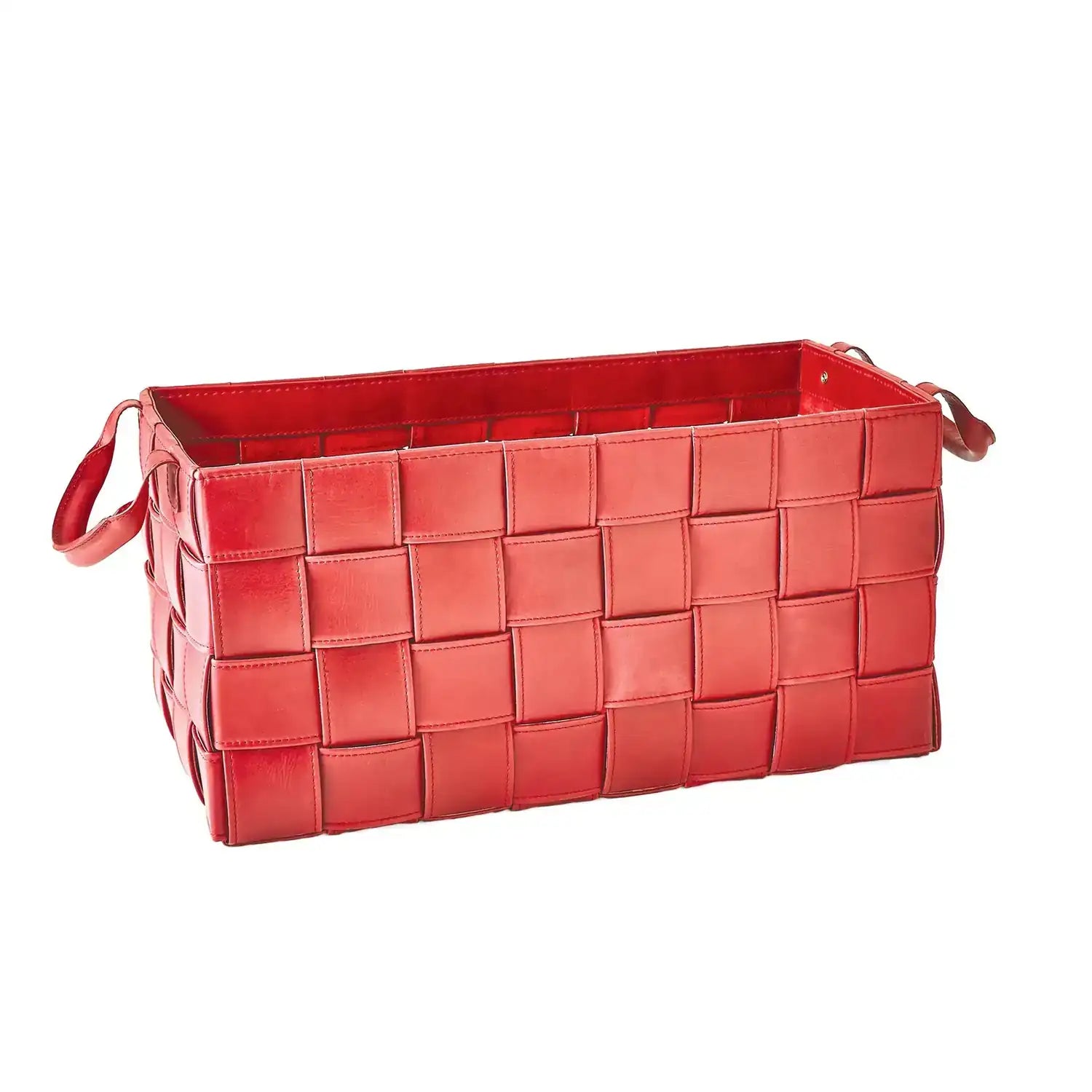 GLOBAL VIEWS SOFT WOVEN LEATHER BASKET - Decorative Accents