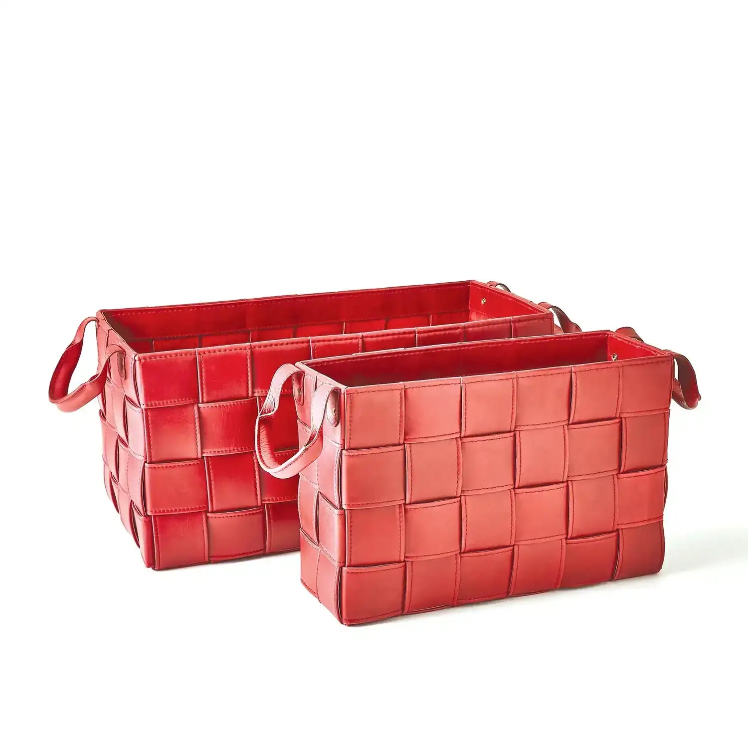 GLOBAL VIEWS SOFT WOVEN LEATHER BASKET - Decorative Accents