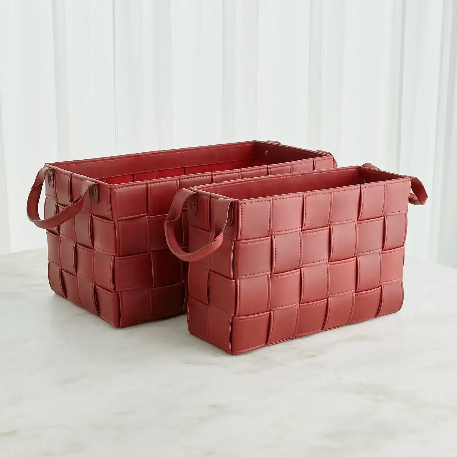 GLOBAL VIEWS SOFT WOVEN LEATHER BASKET - Decorative Accents
