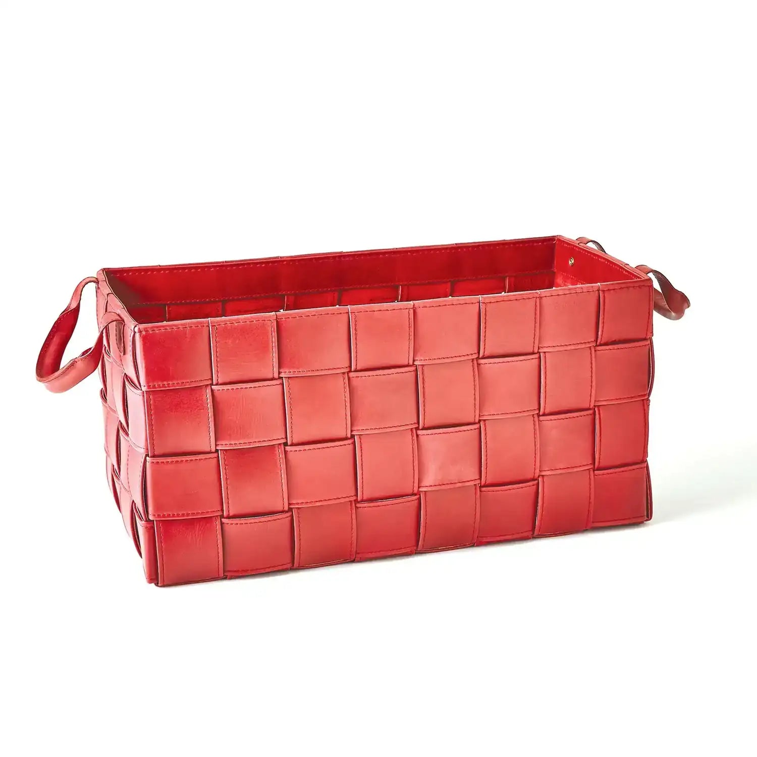 GLOBAL VIEWS SOFT WOVEN LEATHER BASKET - Decorative Accents