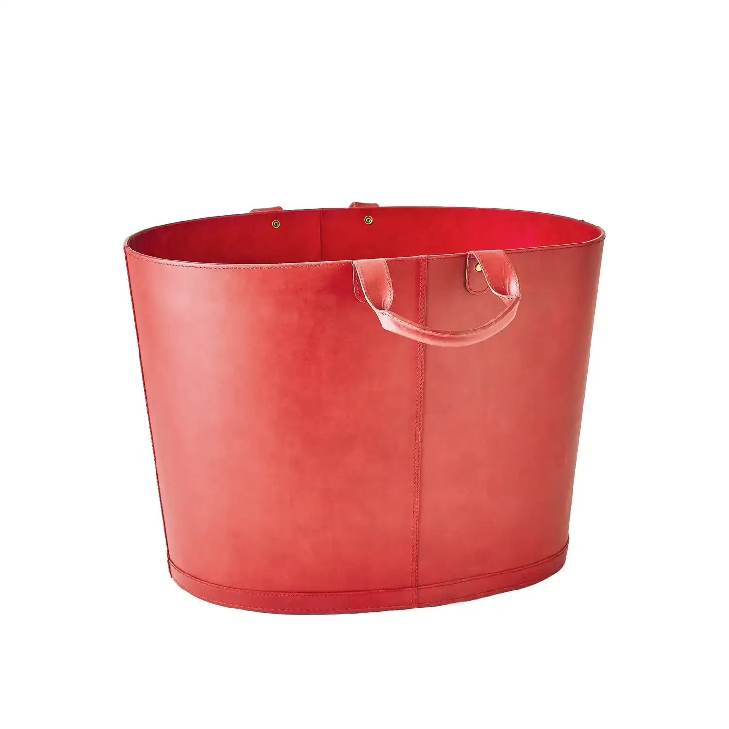 GLOBAL VIEWS OVERSIZED OVAL LEATHER BASKET - Decorative Accents