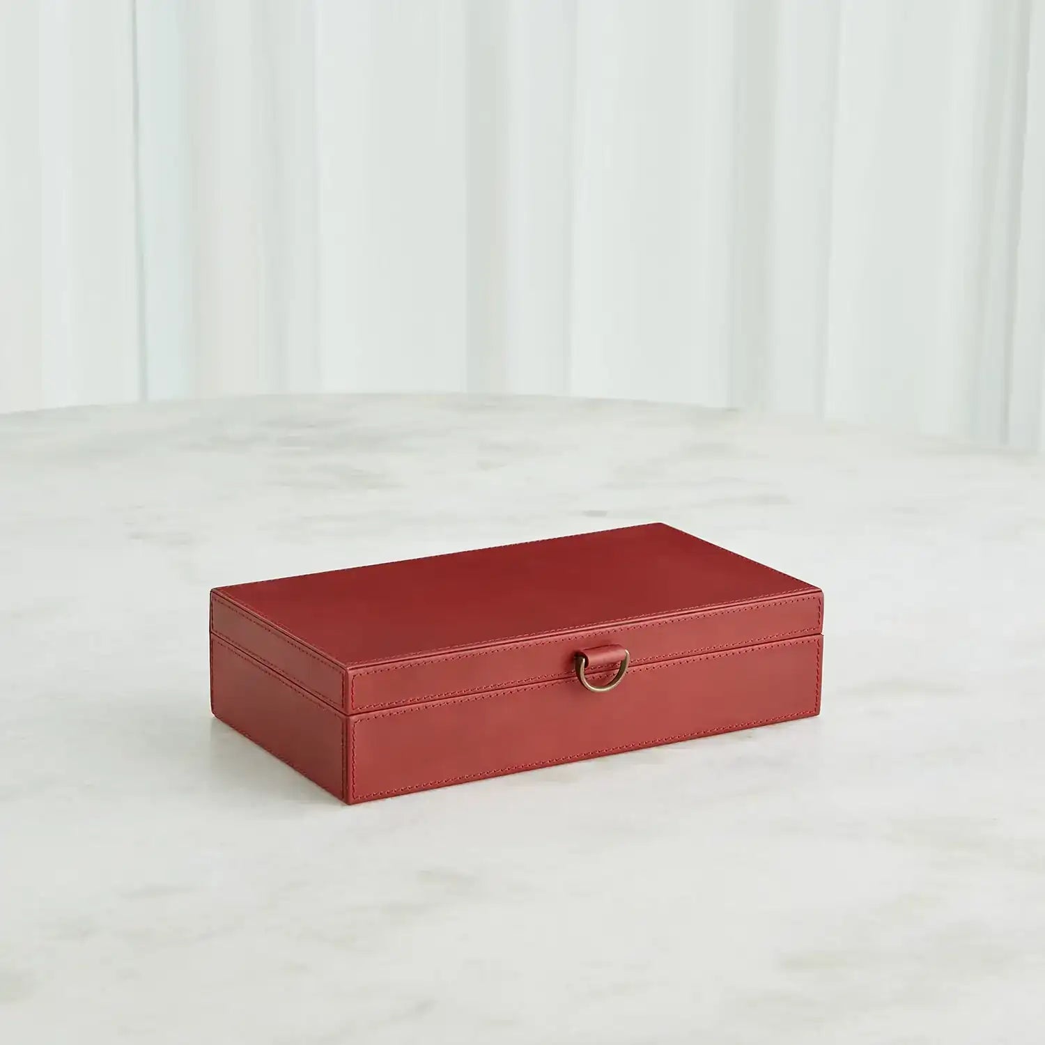 GLOBAL VIEWS MARBLED LEATHER D RING BOX - Decorative Accents