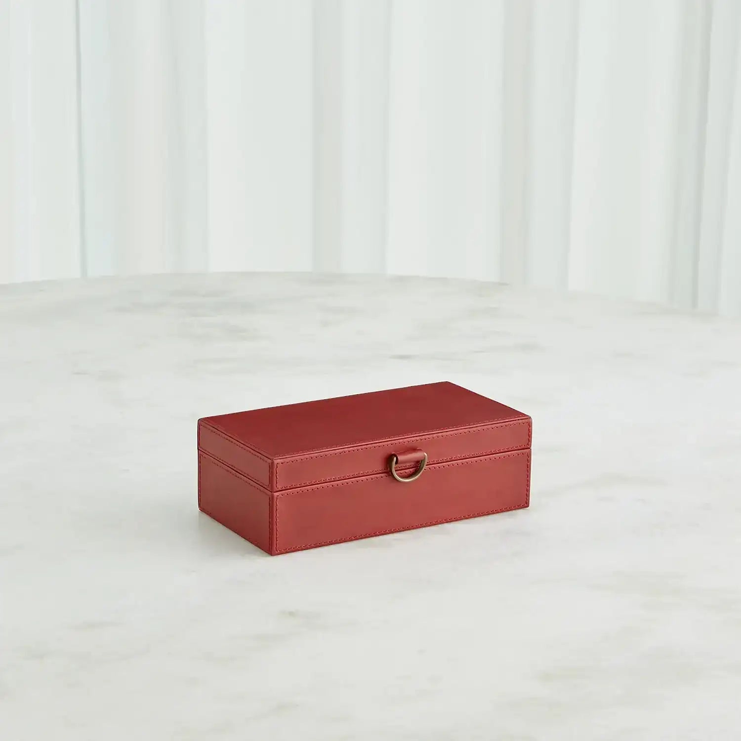 GLOBAL VIEWS MARBLED LEATHER D RING BOX - Decorative Accents