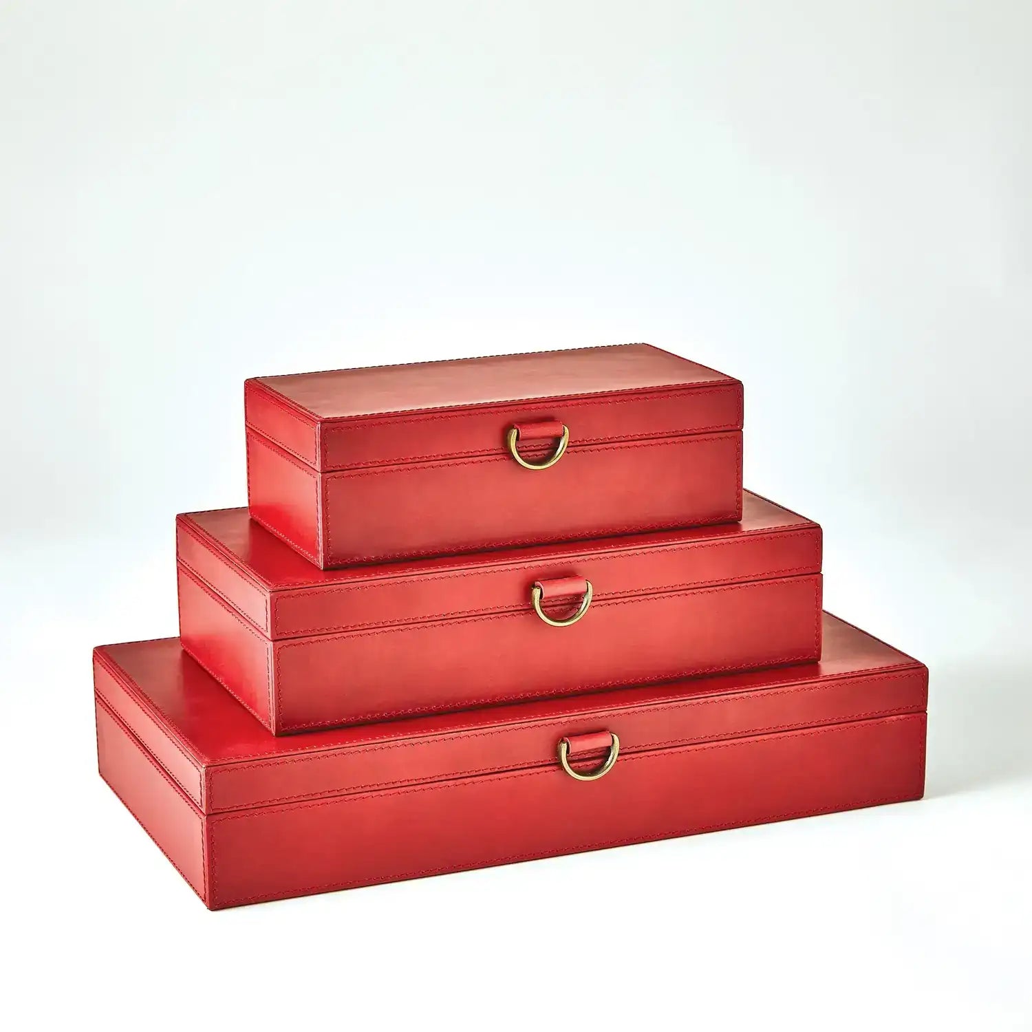 GLOBAL VIEWS MARBLED LEATHER D RING BOX - Decorative Accents