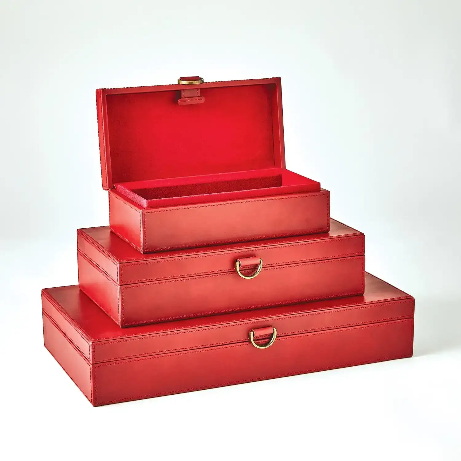 GLOBAL VIEWS MARBLED LEATHER D RING BOX - Decorative Accents