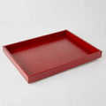 GLOBAL VIEWS DEEP RED LEATHER TRAY - Decorative Accents