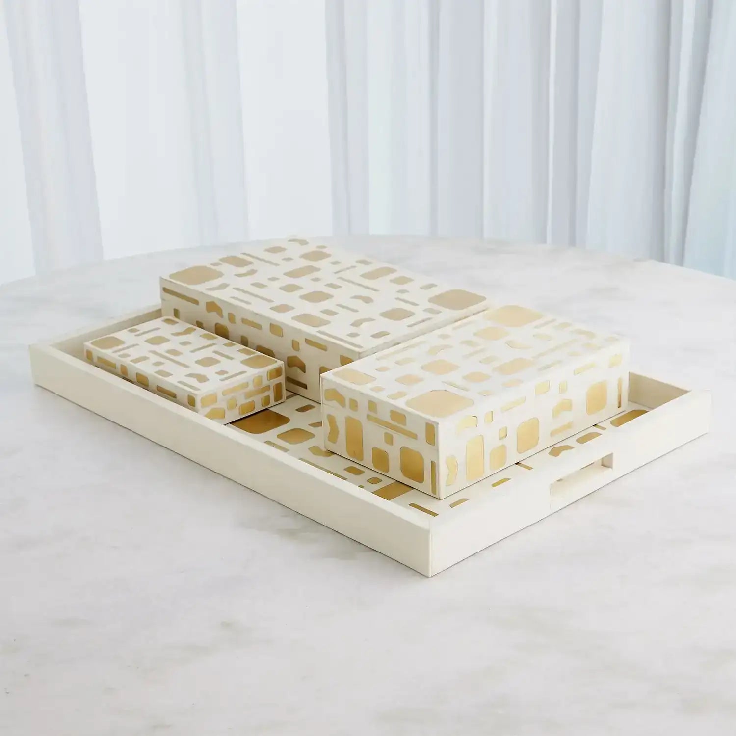 GLOBAL VIEWS BRASS JALI BOX - Decorative Accents