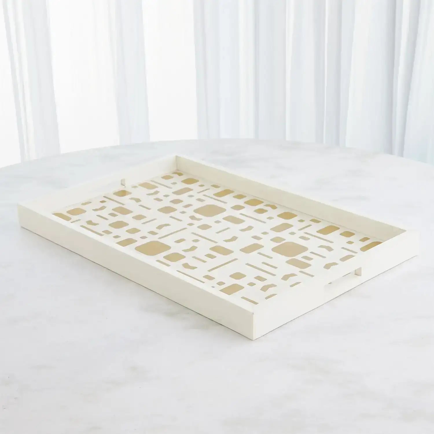 GLOBAL VIEWS BRASS JALI BOX TRAY - Decorative Accents
