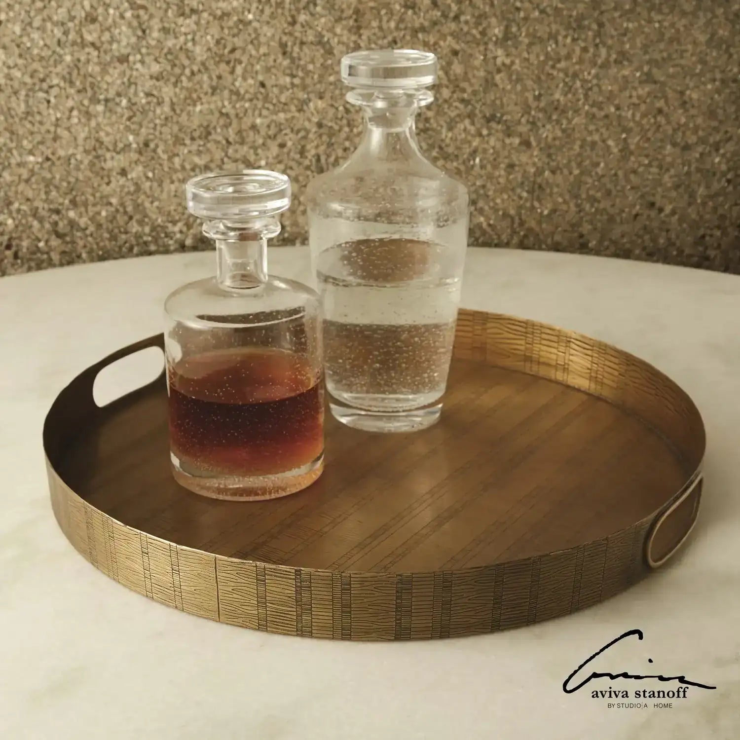 GLOBAL VIEWS KOKORO ETCHED ROUND TRAY - Decorative Accents