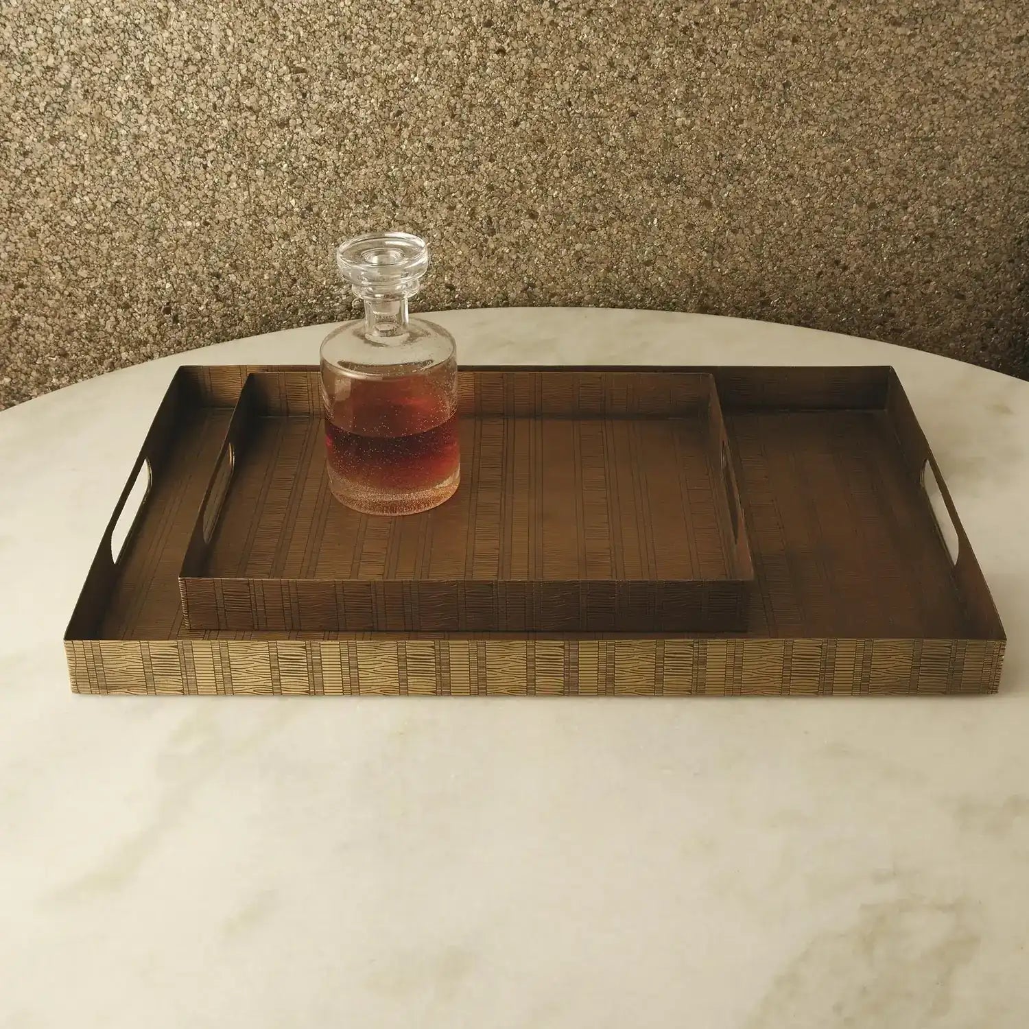 GLOBAL VIEWS KOKORO ETCHED RECTANGULAR TRAY - Decorative Accents