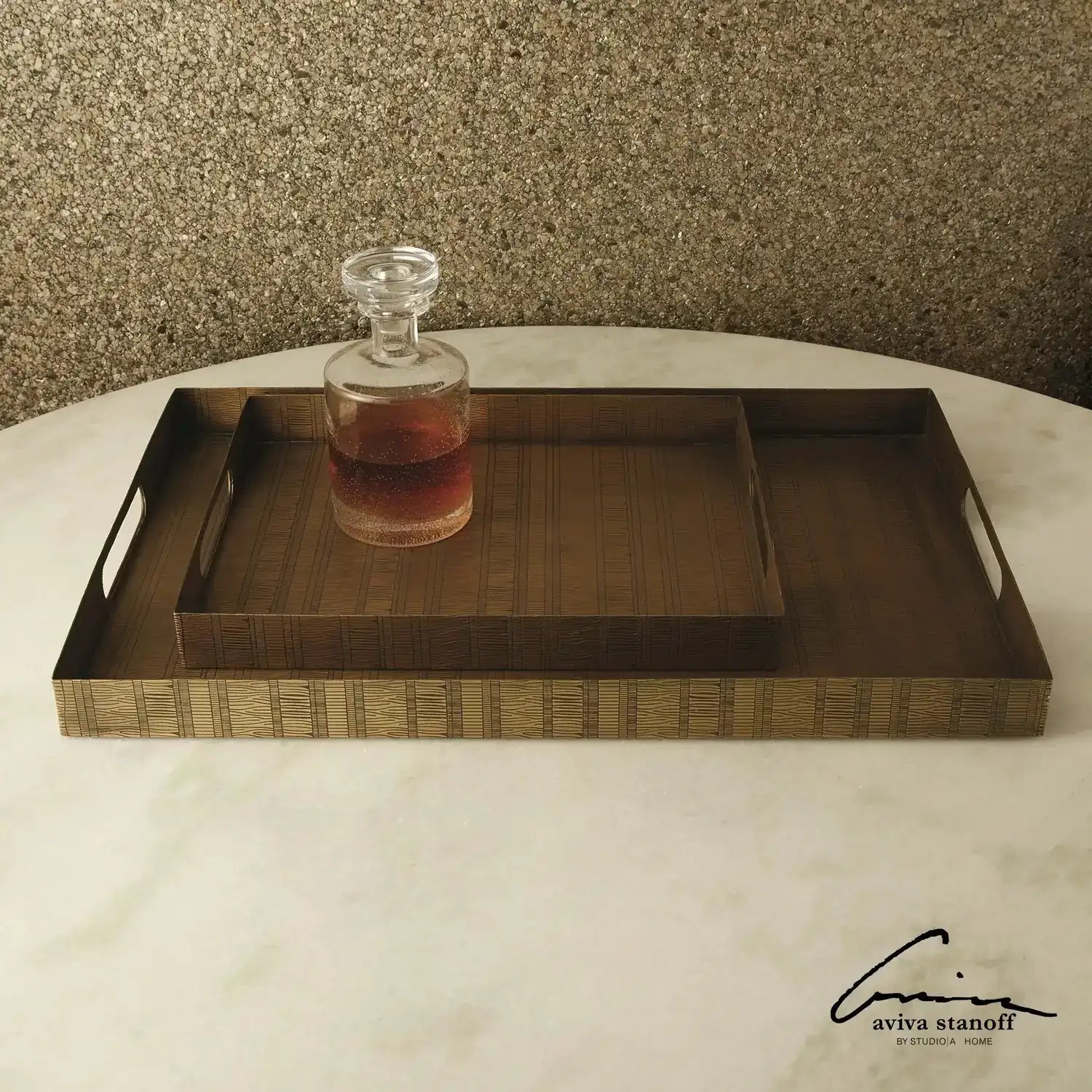 GLOBAL VIEWS KOKORO ETCHED RECTANGULAR TRAY - Decorative Accents