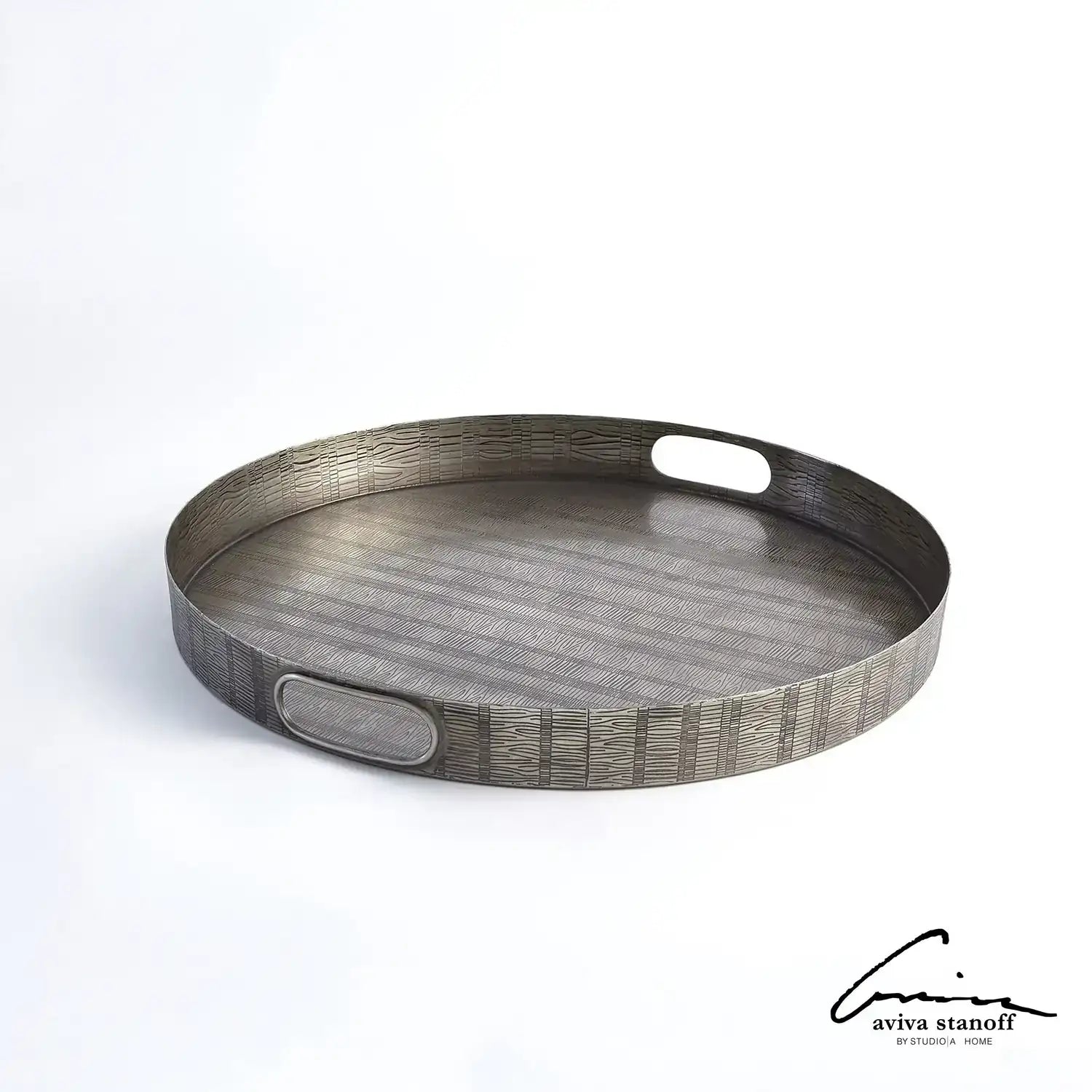 GLOBAL VIEWS KOKORO ETCHED ROUND TRAY - Decorative Accents