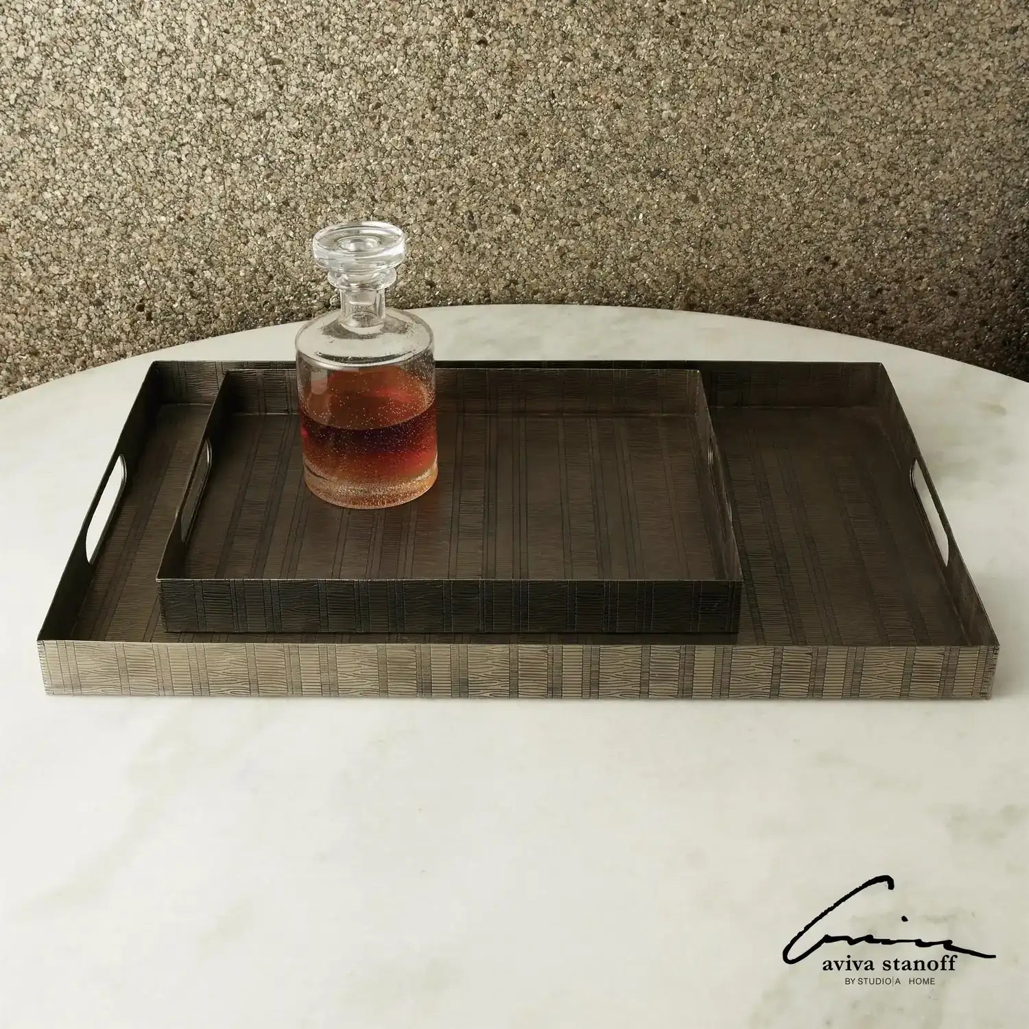 GLOBAL VIEWS KOKORO ETCHED RECTANGULAR TRAY - Decorative Accents