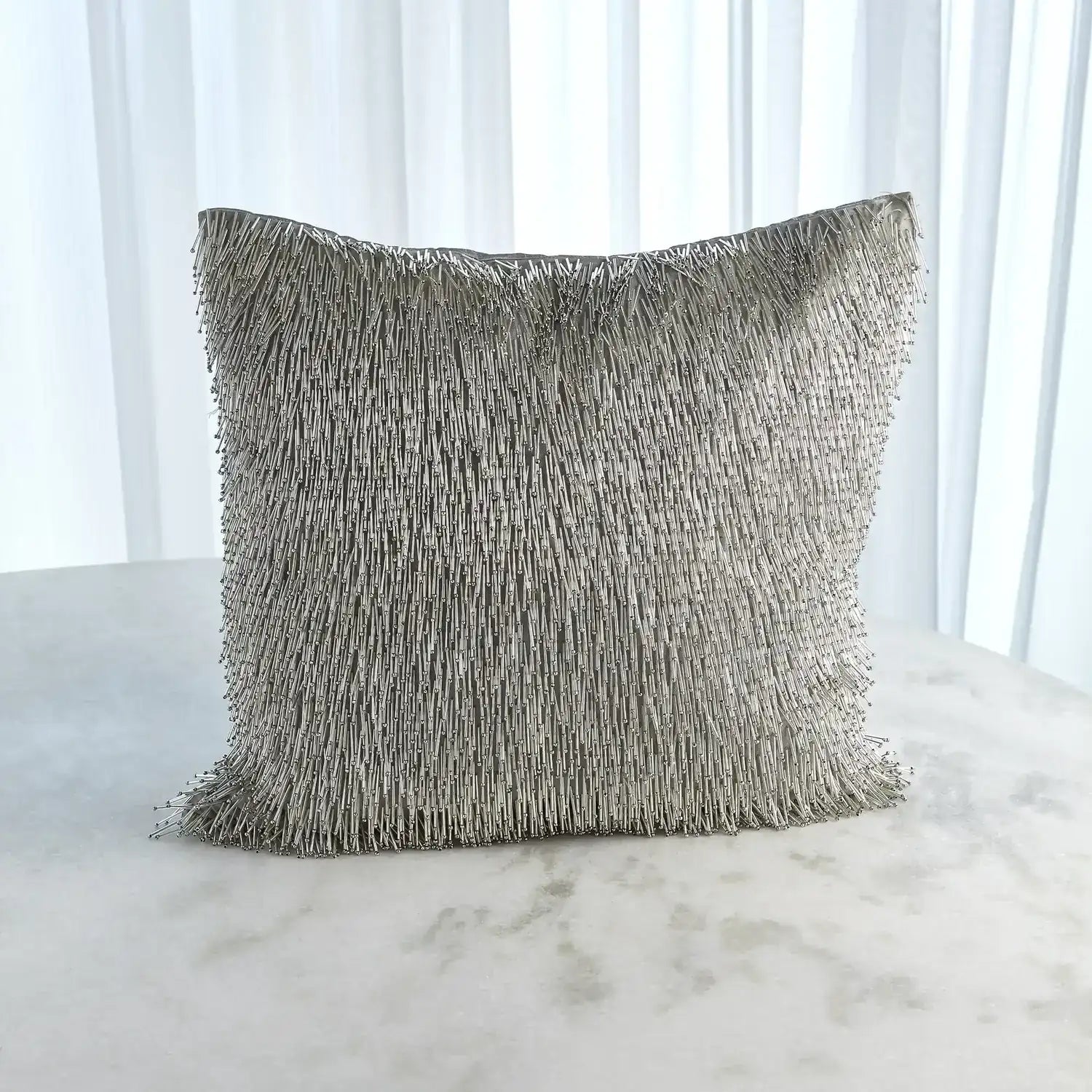 GLOBAL VIEWS SHIMMY FRINGE PILLOW - Decorative Accents