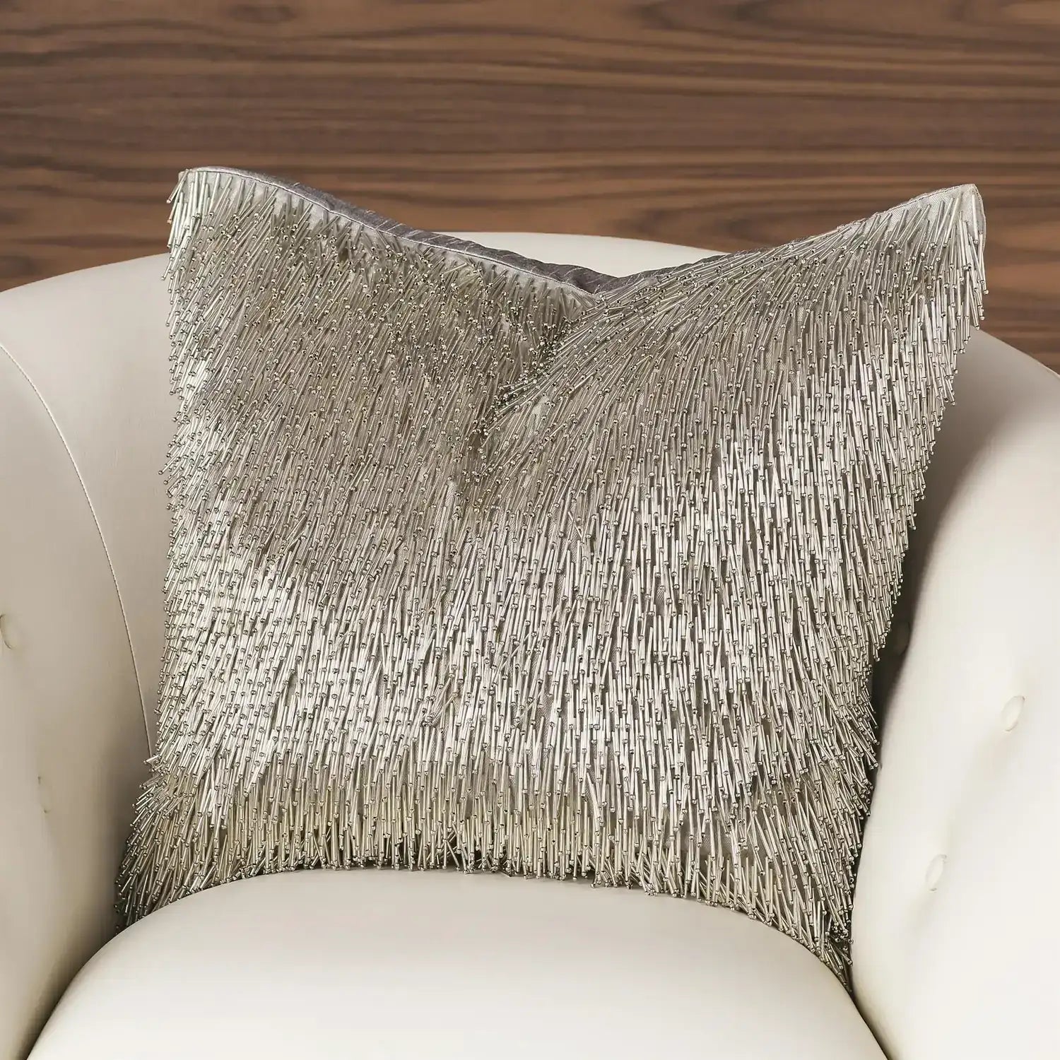 GLOBAL VIEWS SHIMMY FRINGE PILLOW - Decorative Accents