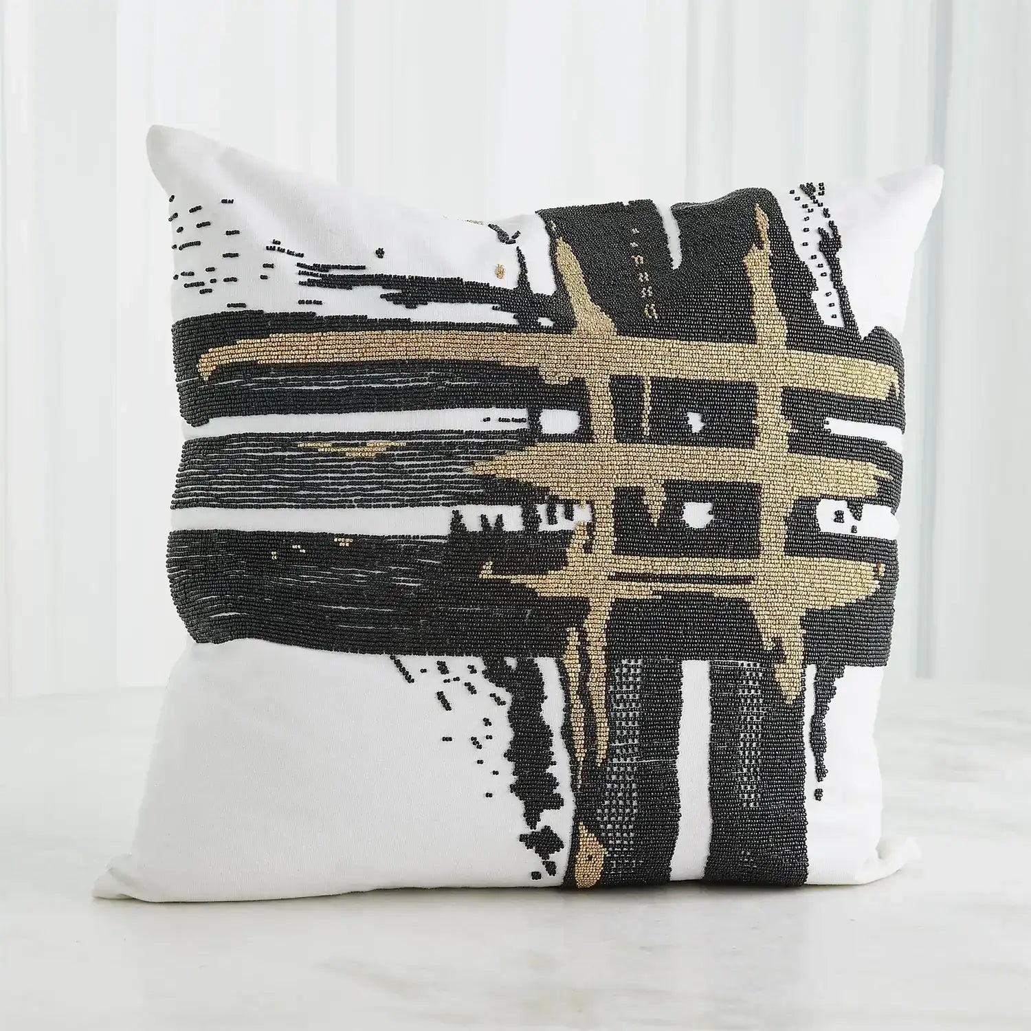 GLOBAL VIEWS GOLDEN TRIPLE CROSSHATCH PILLOW - Decorative Accents